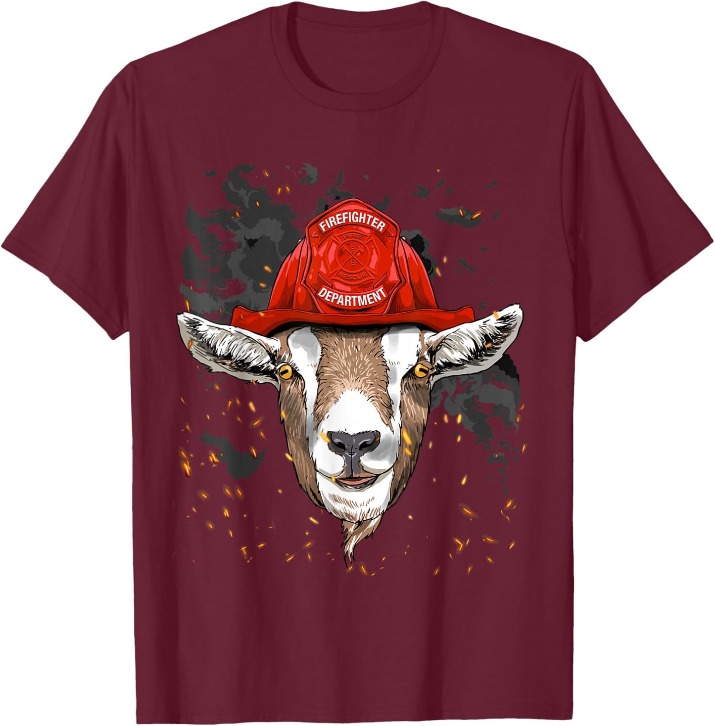 Firefighter Goat Fire Department Fireman Farmer Goat Lover T-Shirt - T-Shirt | Maroon