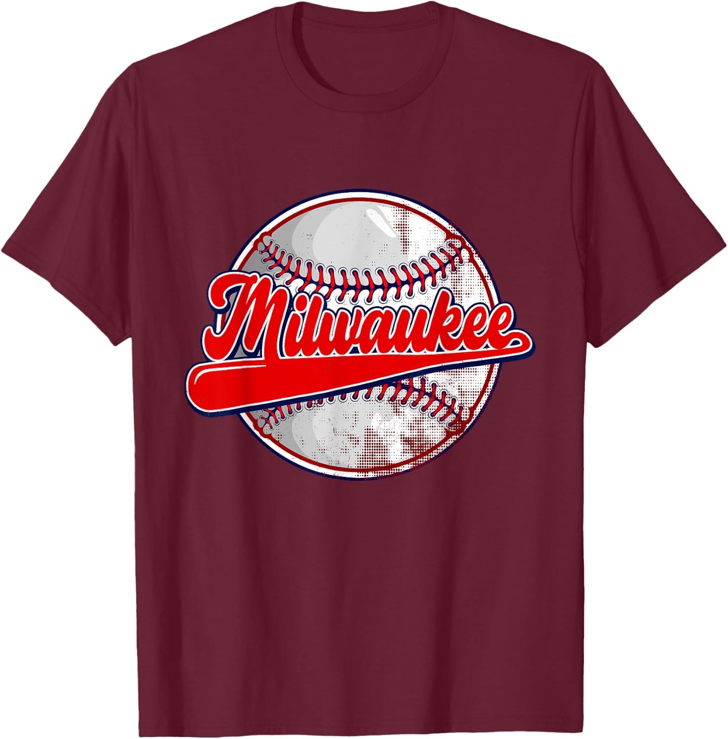 Vintage Milwaukee Baseball Lover Women Kids T-Shirt - T-Shirt | Maroon