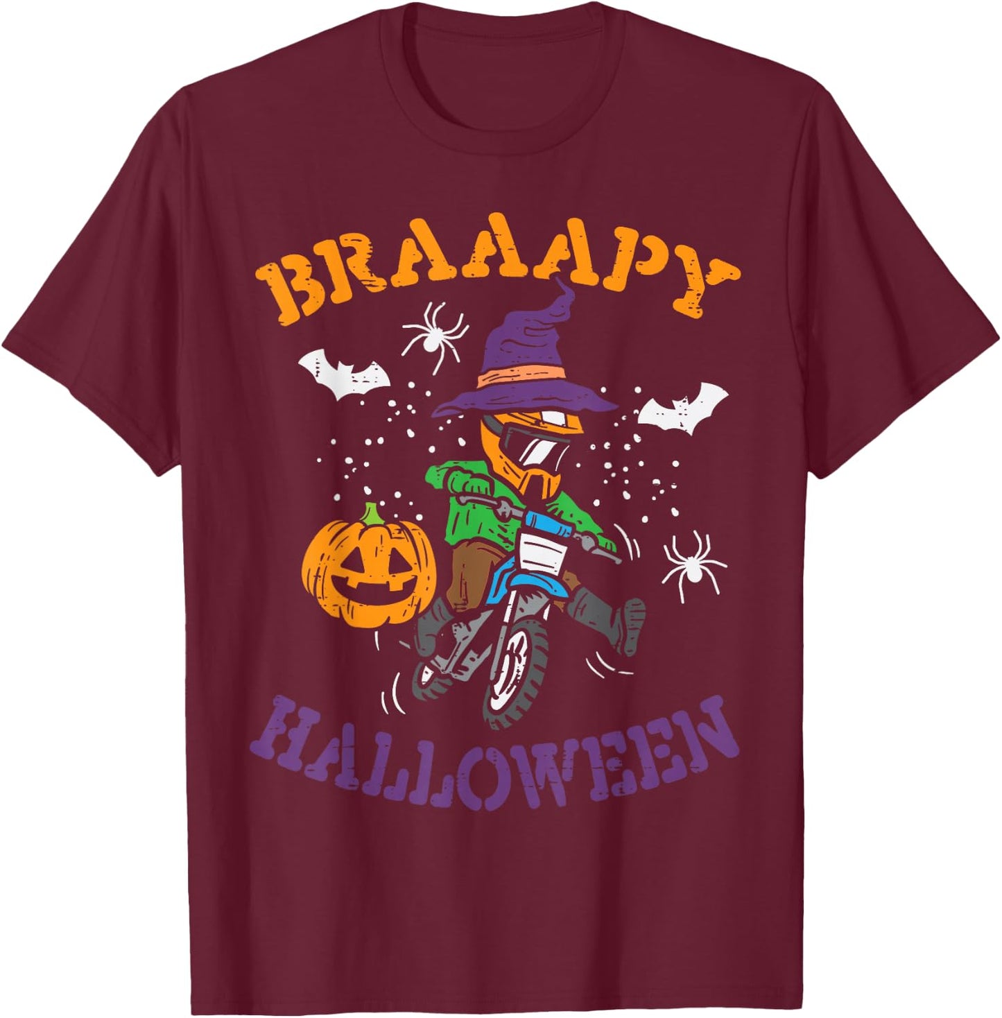 Motocross Braaapy Halloween Costume Dirt Bike Boys Kids T-Shirt - T-Shirt | Maroon