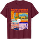 Four Corners National Monument With National Parks Retro T-Shirt - T-Shirt | Maroon