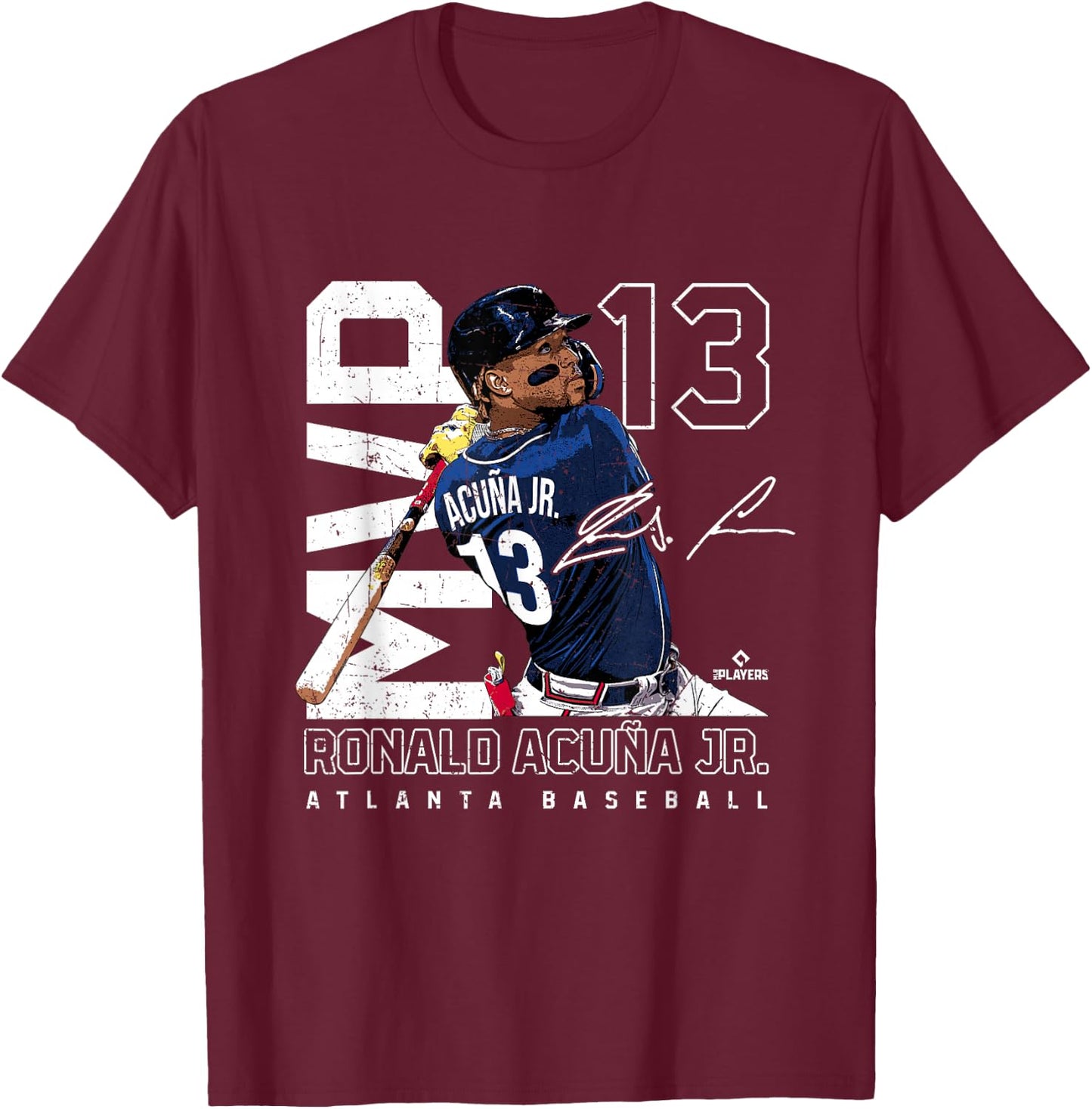MVP Ronald Acuna Jr Atlanta MLBPA T-Shirt - T-Shirt | Maroon