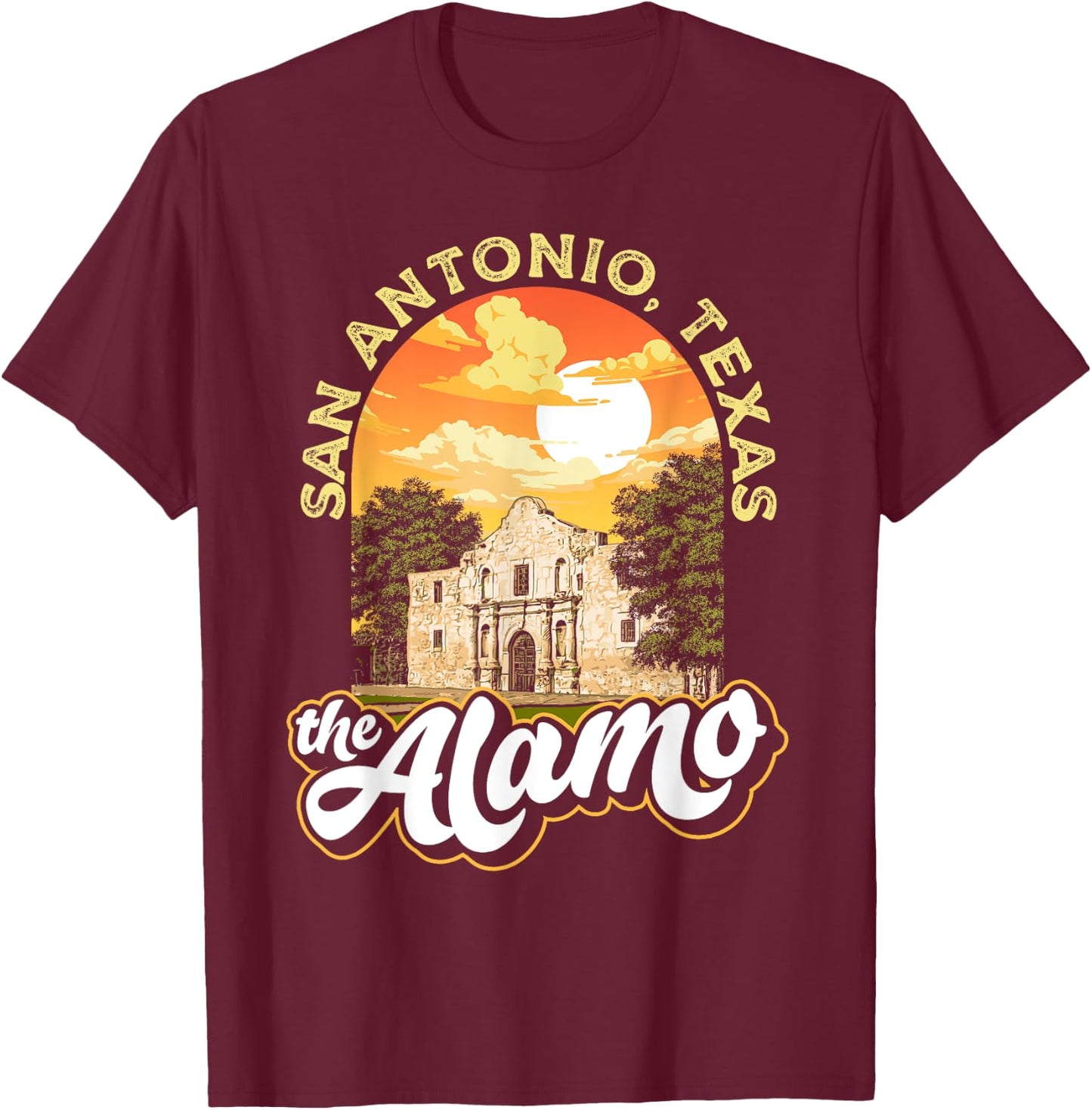 The Alamo San Antonio Texas Mission Vintage Retro Remember T-Shirt - T-Shirt | Maroon