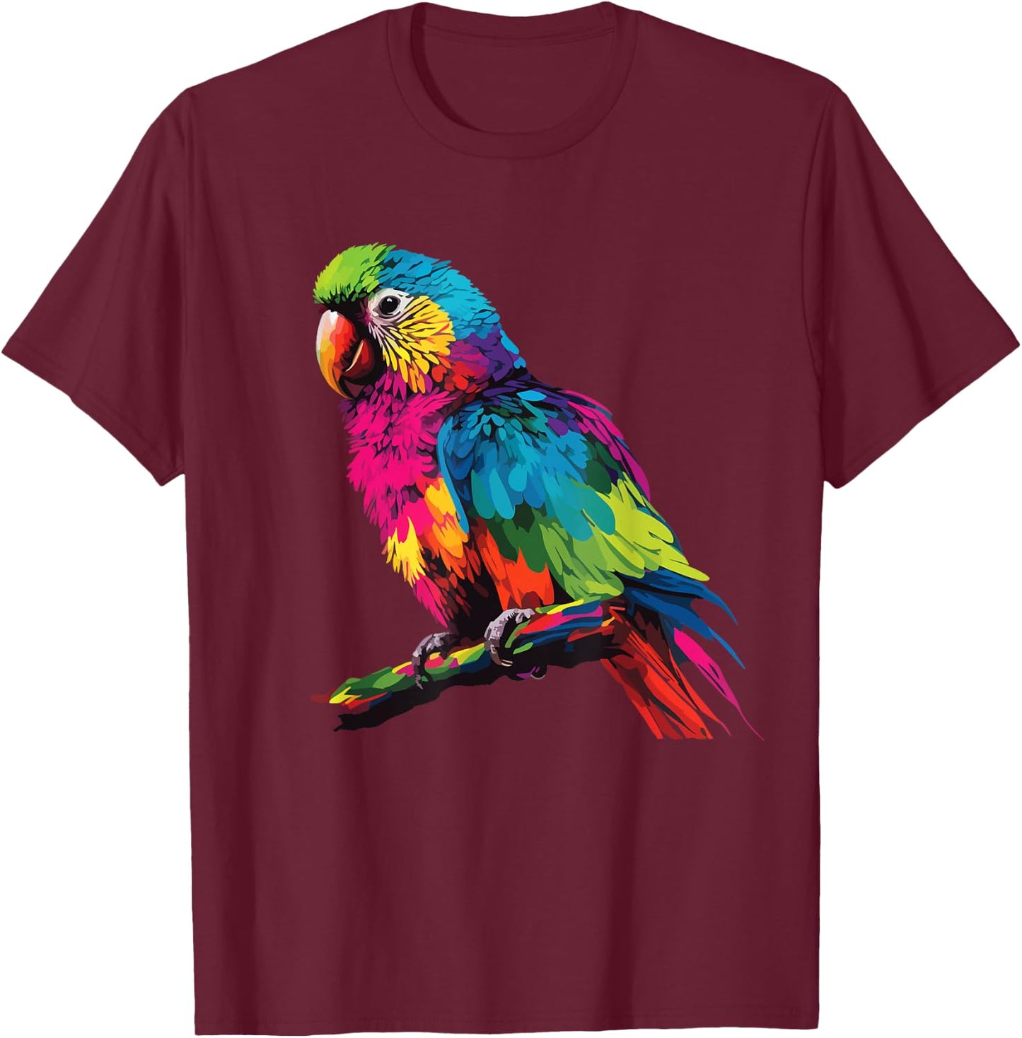 colorful scarlet Macaw parrot bird for lover Birdwatching T-Shirt - T-Shirt | Maroon