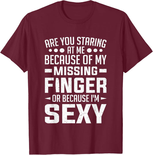 Finger Amputee Outfit Amputation Amputated Missing Finger T-Shirt - T-Shirt | Maroon