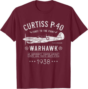 P-40 Warhawk Flying Tiger's Fighter Plane | P40 Shark Mouth T-Shirt - T-Shirt | Maroon