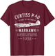 P-40 Warhawk Flying Tiger's Fighter Plane | P40 Shark Mouth T-Shirt - T-Shirt | Maroon