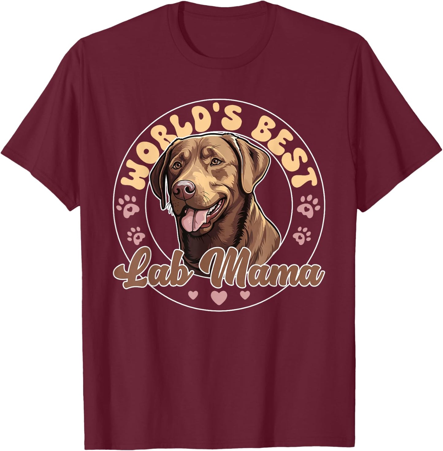 Labrador Retirever Groovy World's Best Chocolate Lab Mum T-Shirt - T-Shirt | Maroon
