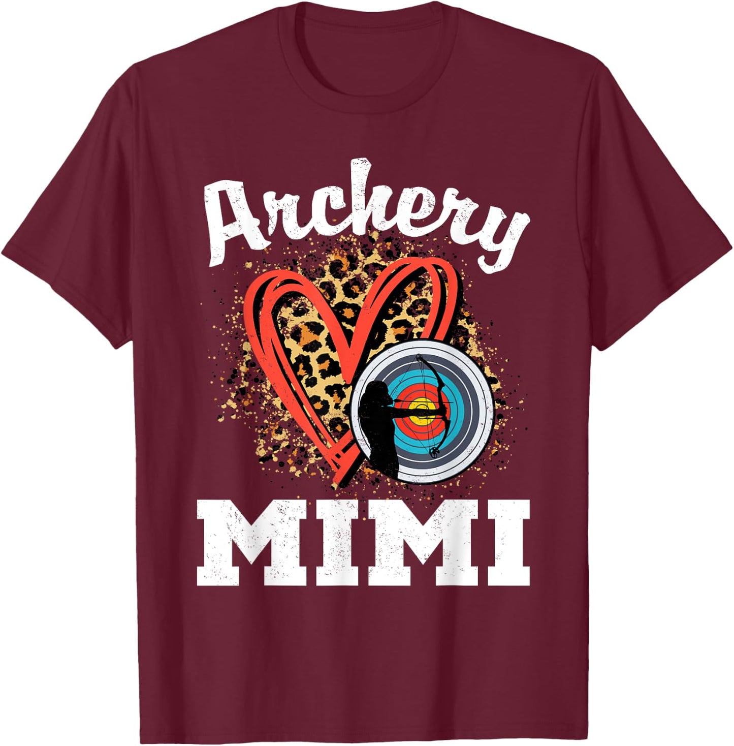 Archery Mimi Leopard Heart Grandma T-Shirt - T-Shirt | Maroon