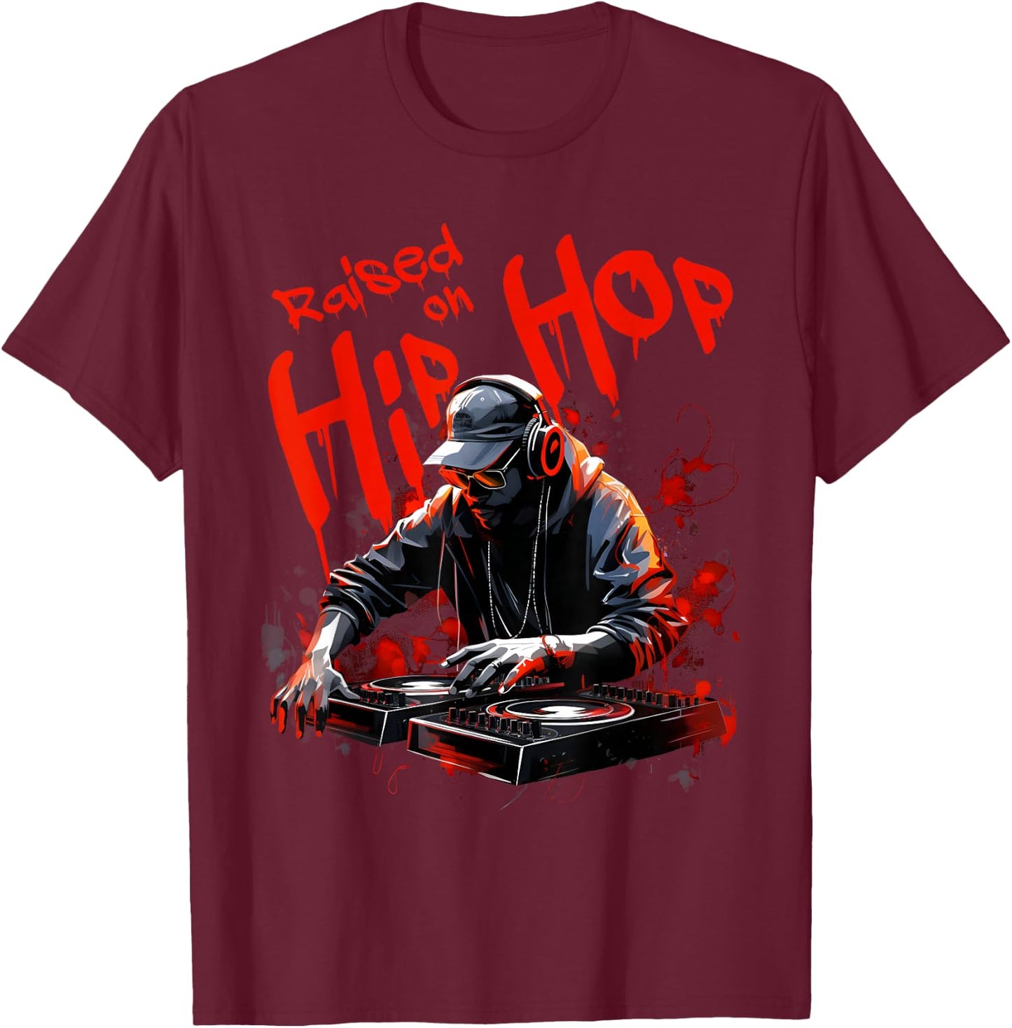 Hip Hop DJ 50th Anniversary Graphic T-Shirt - T-Shirt | Maroon