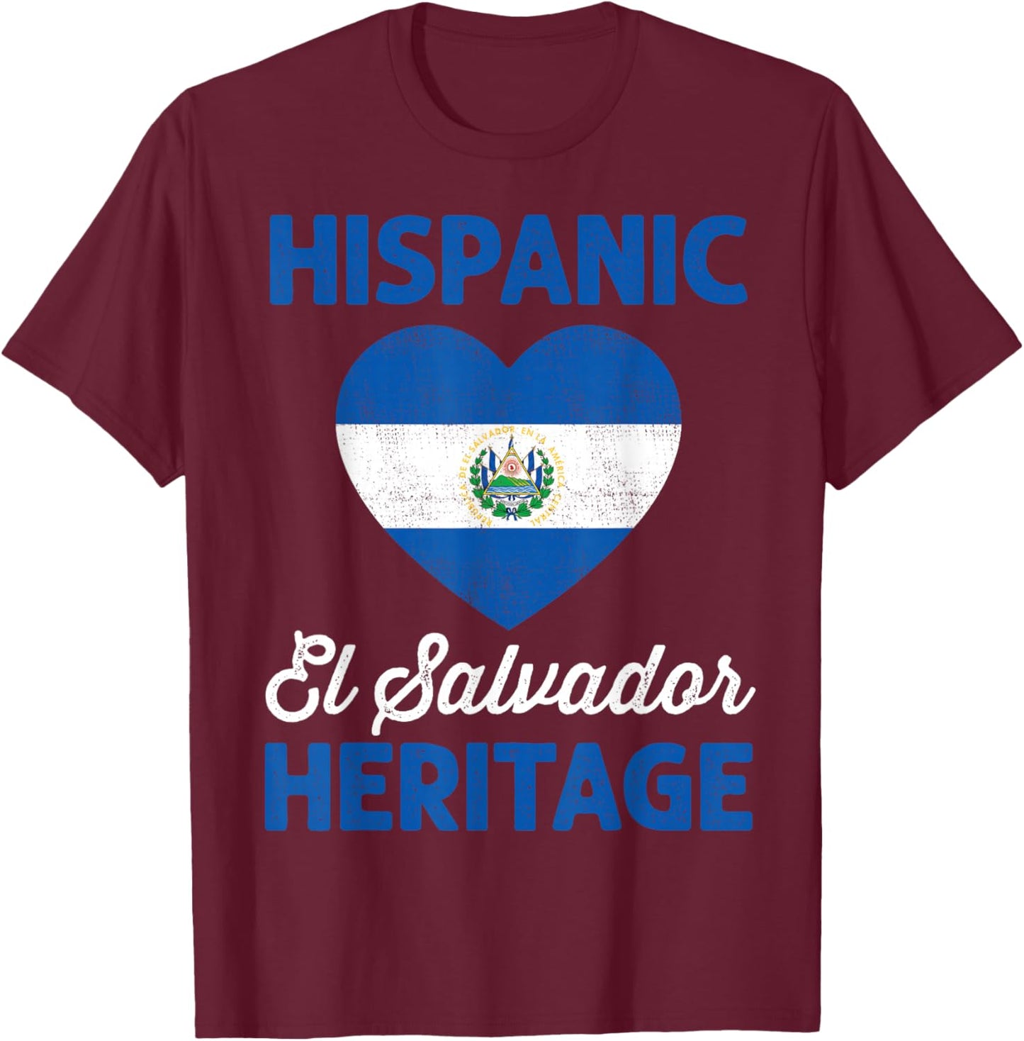 Salvadoran Flag Heart Hispanic Heritage El Salvador Kids T-Shirt - T-Shirt | Maroon