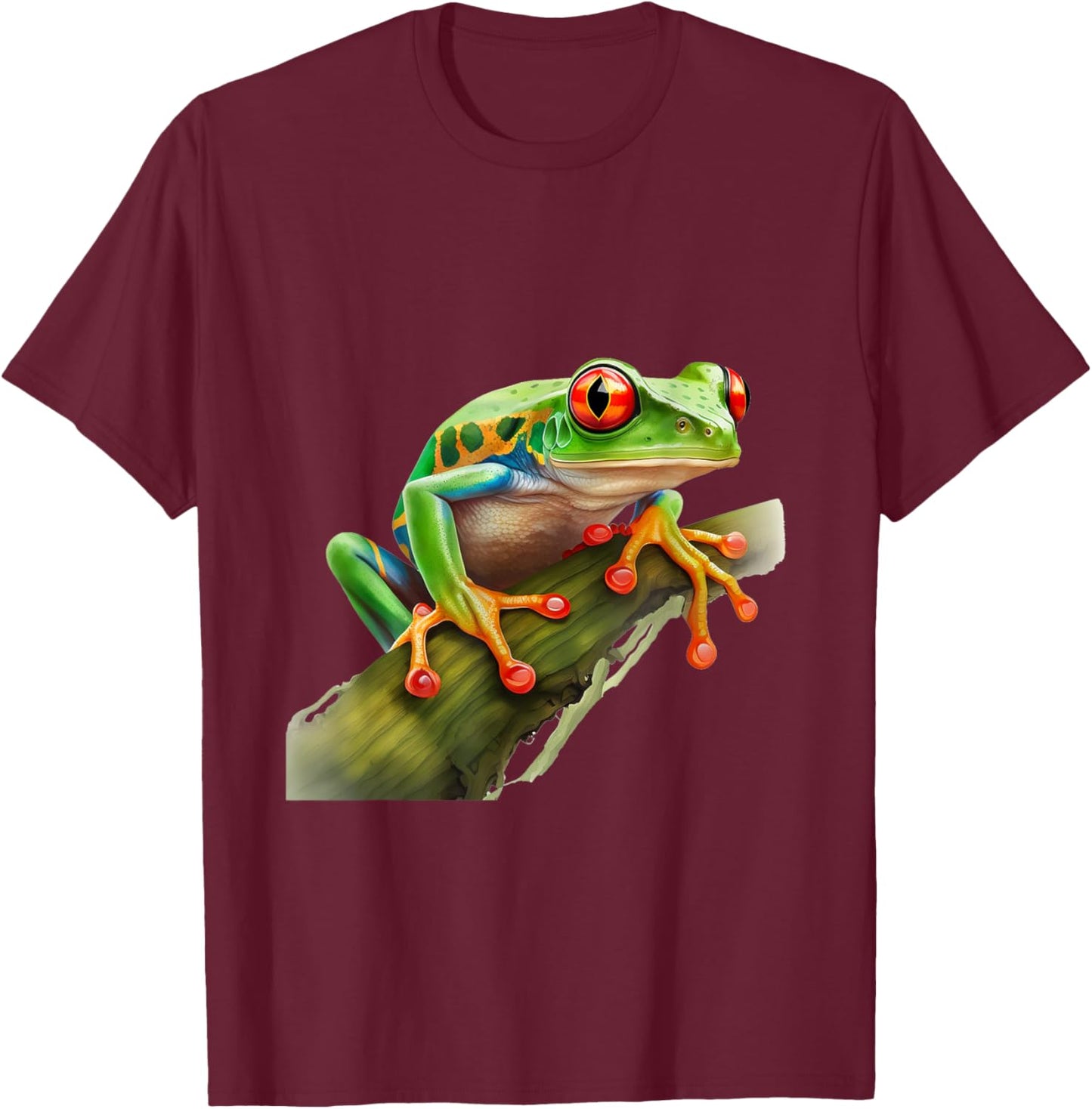 Green Body Frog Rainforest Amphibian Red Eyed Tree Frog T-Shirt - T-Shirt | Maroon