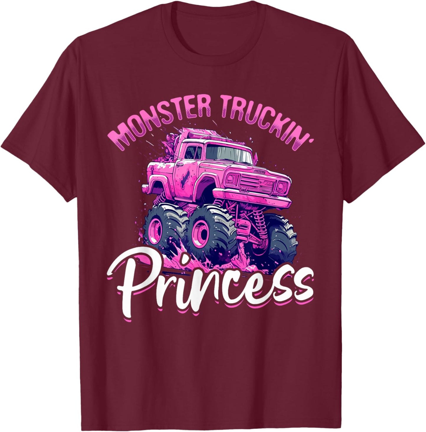 Monster Truck Toddler Girl Monster truckin' princess T-Shirt - T-Shirt | Maroon