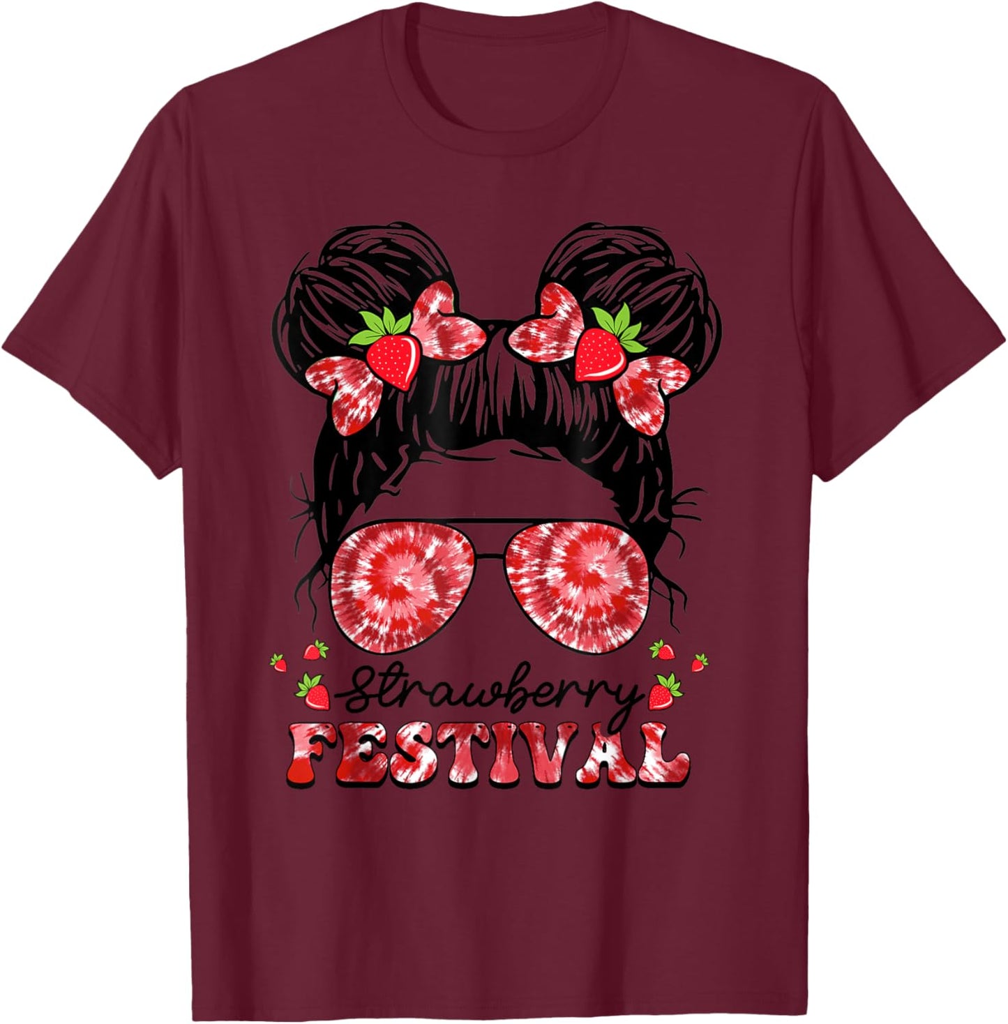 Strawberry Festival Fruit Lover Strawberries Girl Cute Women T-Shirt - T-Shirt | Maroon
