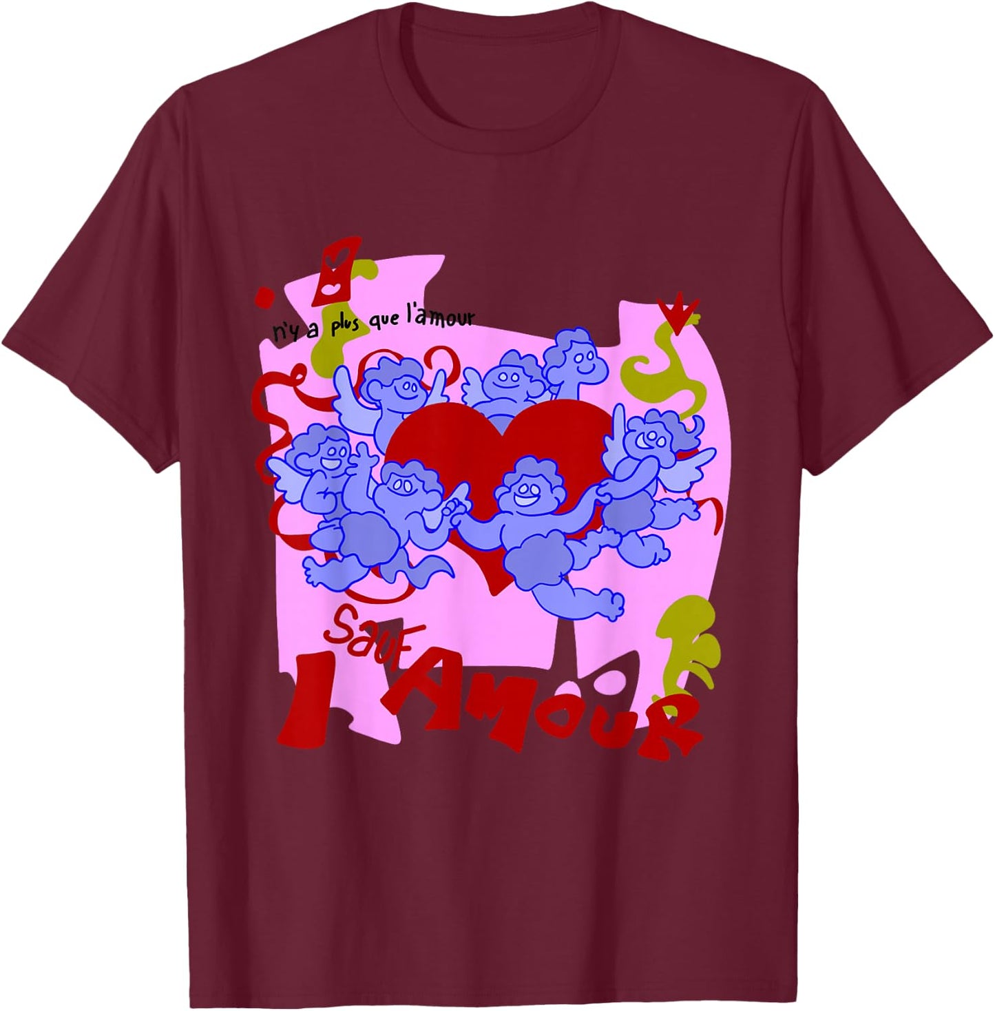 Retro 1980s Beat It Amour Cartoon Version T-Shirt - T-Shirt | Maroon