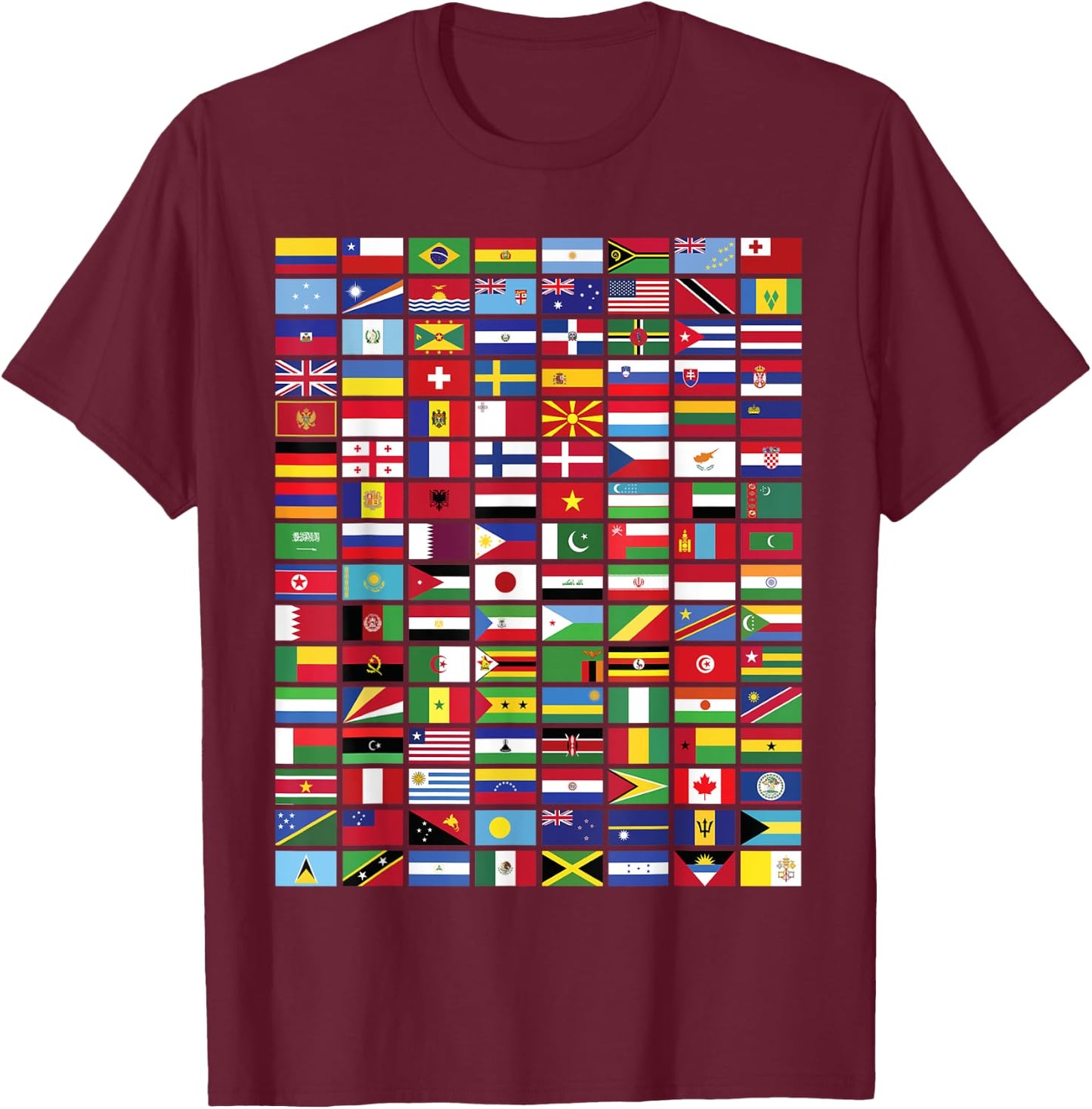 Flags - Over 100 Countries World Geography Vexillology Gifts T-Shirt - T-Shirt | Maroon