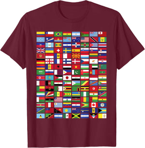 Flags - Over 100 Countries World Geography Vexillology Gifts T-Shirt - T-Shirt | Maroon