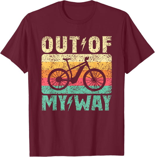 Out of the Way E-Bike Cyclist Cycling Electric Bicycle T-Shirt - T-Shirt | Maroon