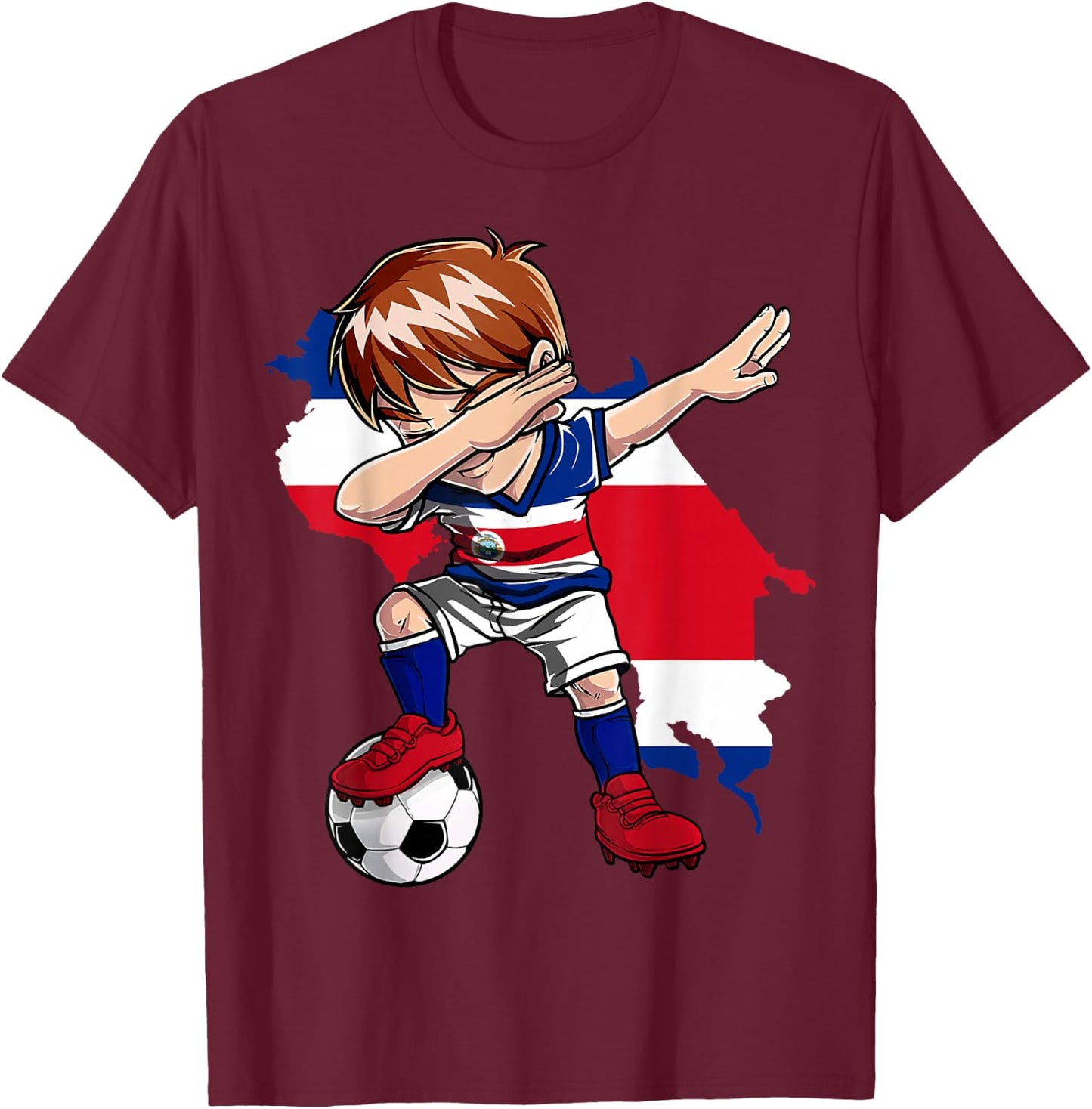 Dabbing Soccer Costa Rican Jersey Boy Costa Rica Football T-Shirt - T-Shirt | Maroon