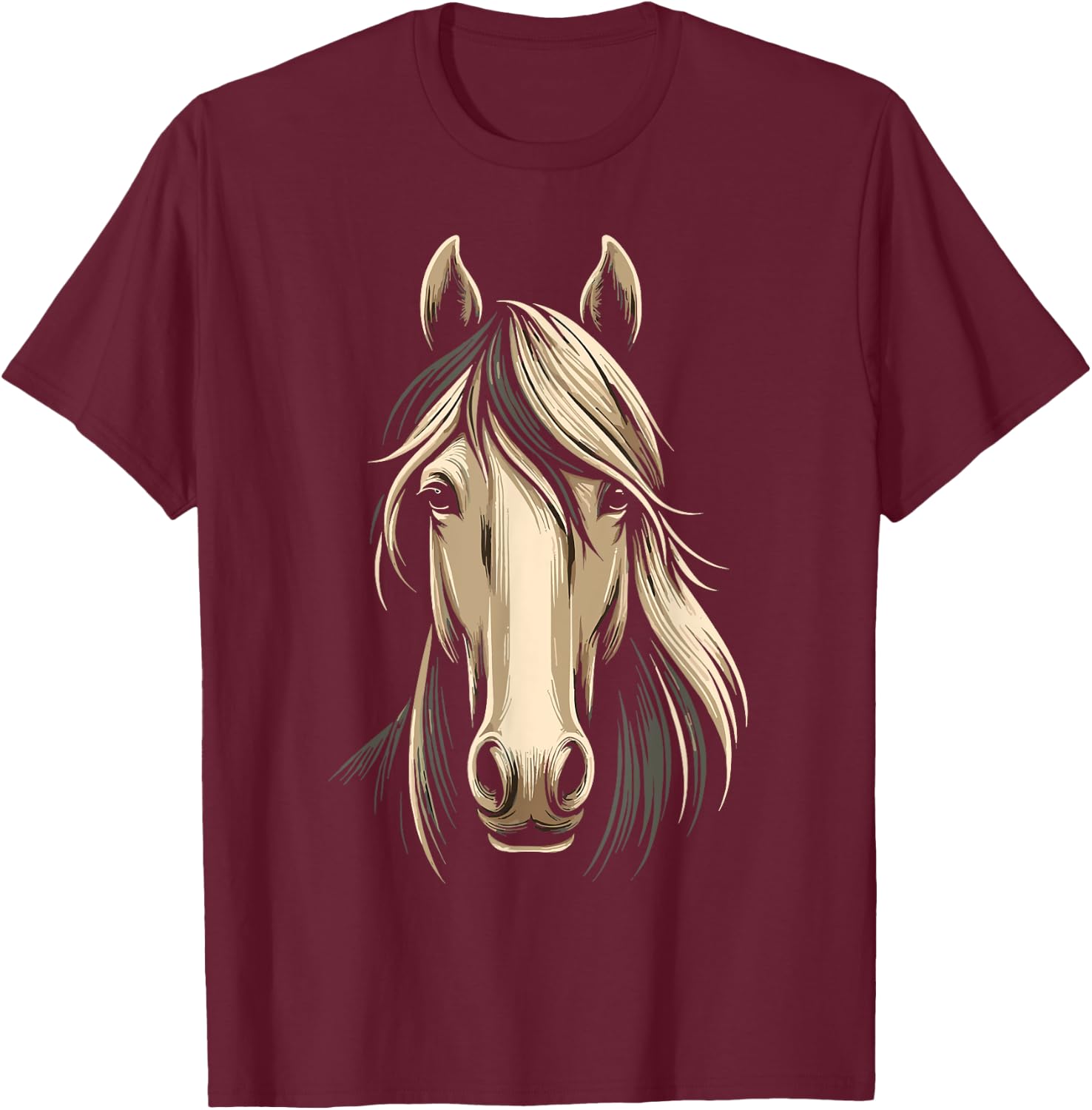 Horse Face Men Women kids Horse Lover T-Shirt - T-Shirt | Maroon
