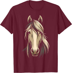 Horse Face Men Women kids Horse Lover T-Shirt - T-Shirt | Maroon