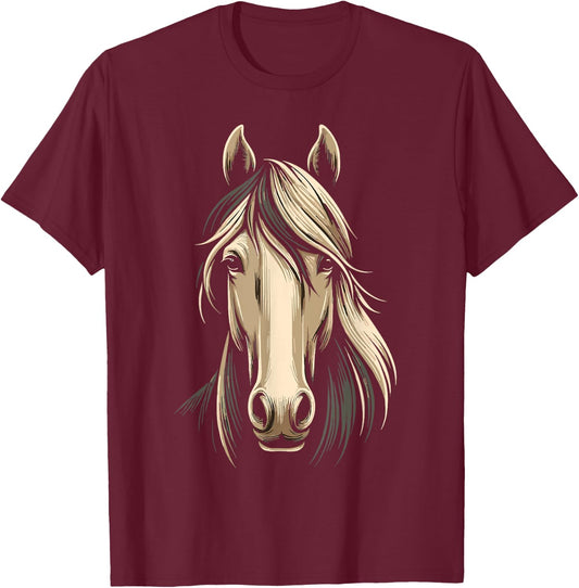 Horse Face Men Women kids Horse Lover T-Shirt - T-Shirt | Maroon