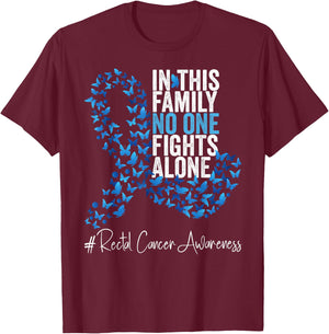 Rectal Cancer Awareness Month Blue Ribbon Butterflies T-Shirt - T-Shirt | Maroon