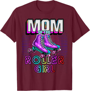 Mom of Roller Girl Roller Skating Birthday Matching Family T-Shirt - T-Shirt | Maroon