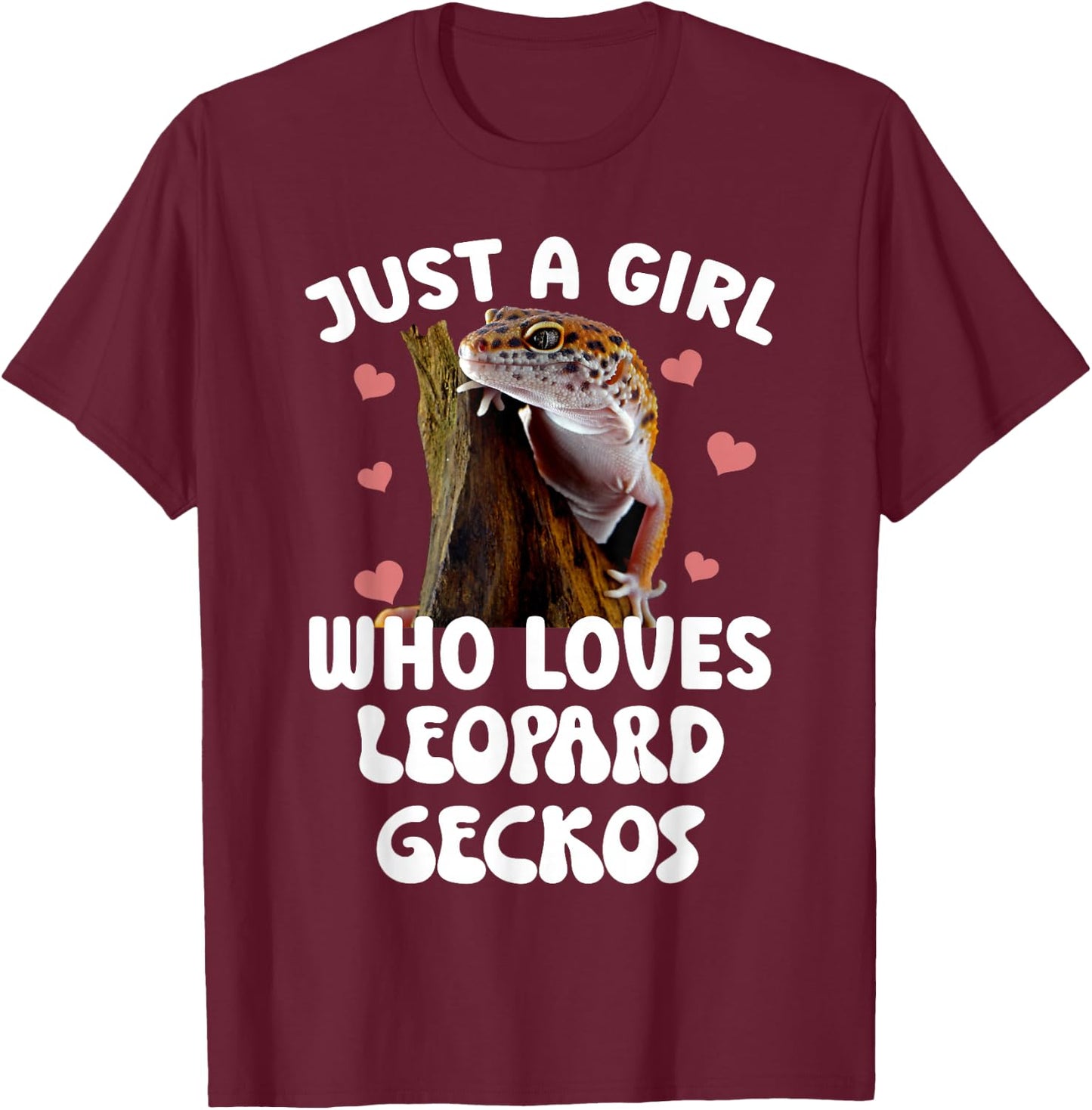 Cool Leopard Gecko For Girls Women Pet Lizard Reptile Lovers T-Shirt - T-Shirt | Maroon