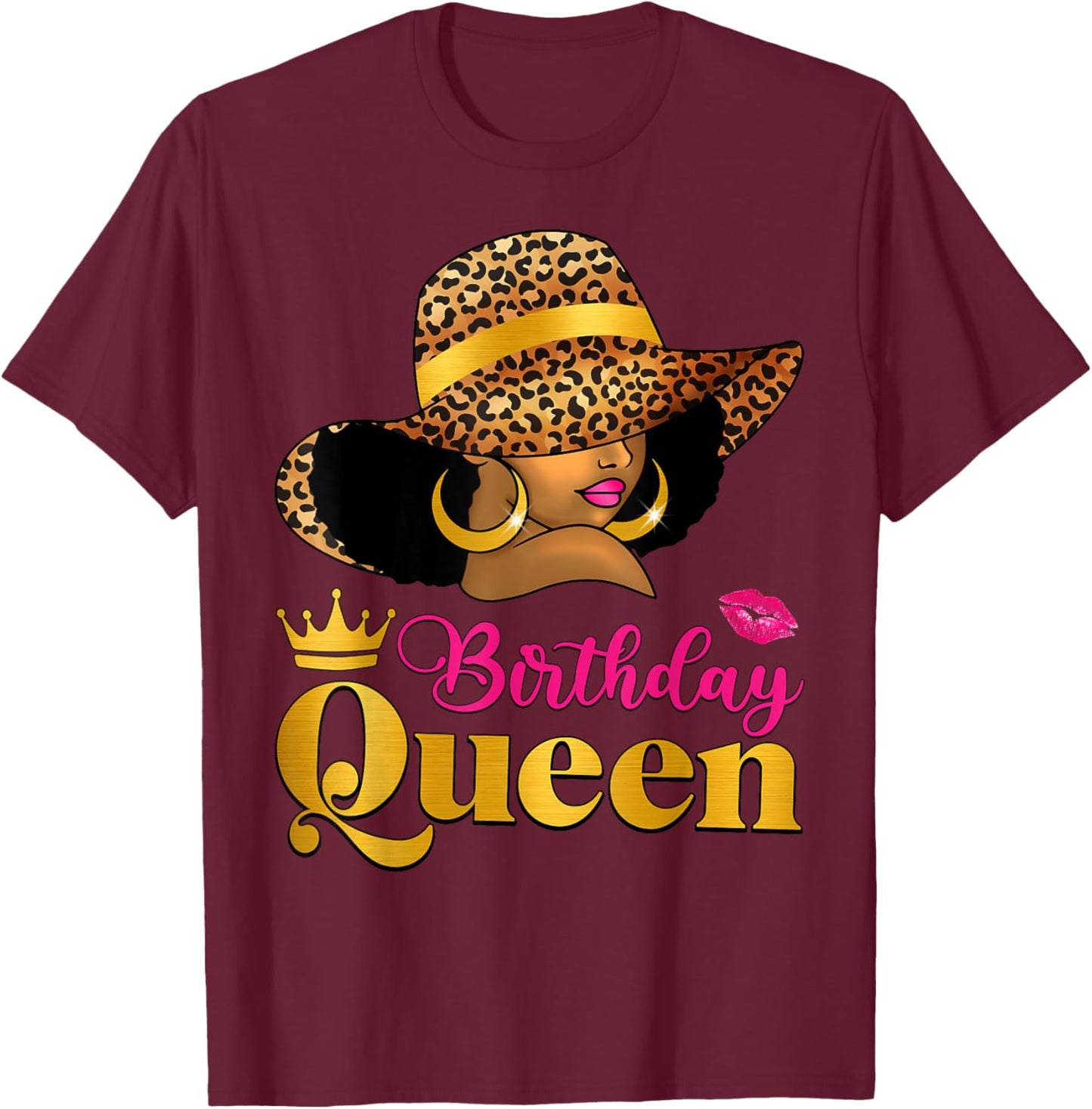 African American Afro Black Women It's My Birthday Queen T-Shirt - T-Shirt | Maroon