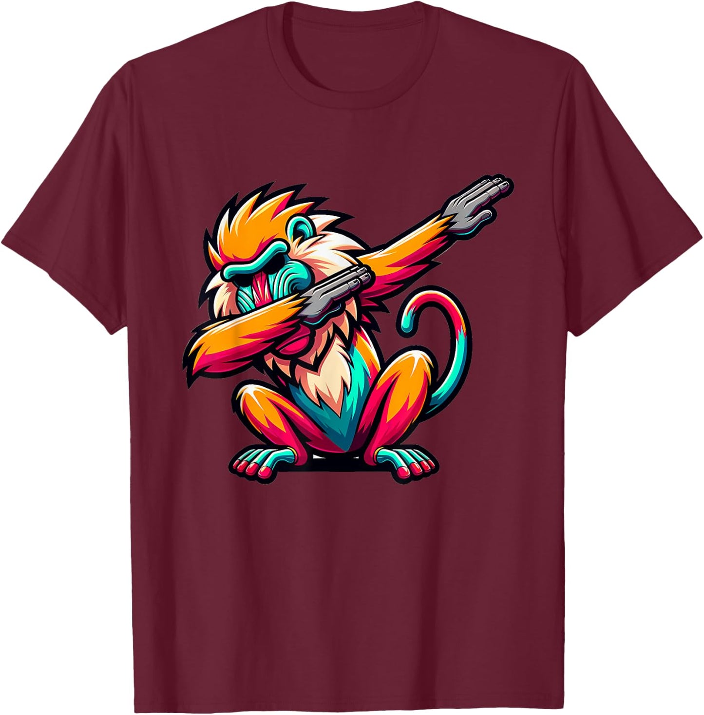 Dabbing Baboon T-Shirt - T-Shirt | Maroon