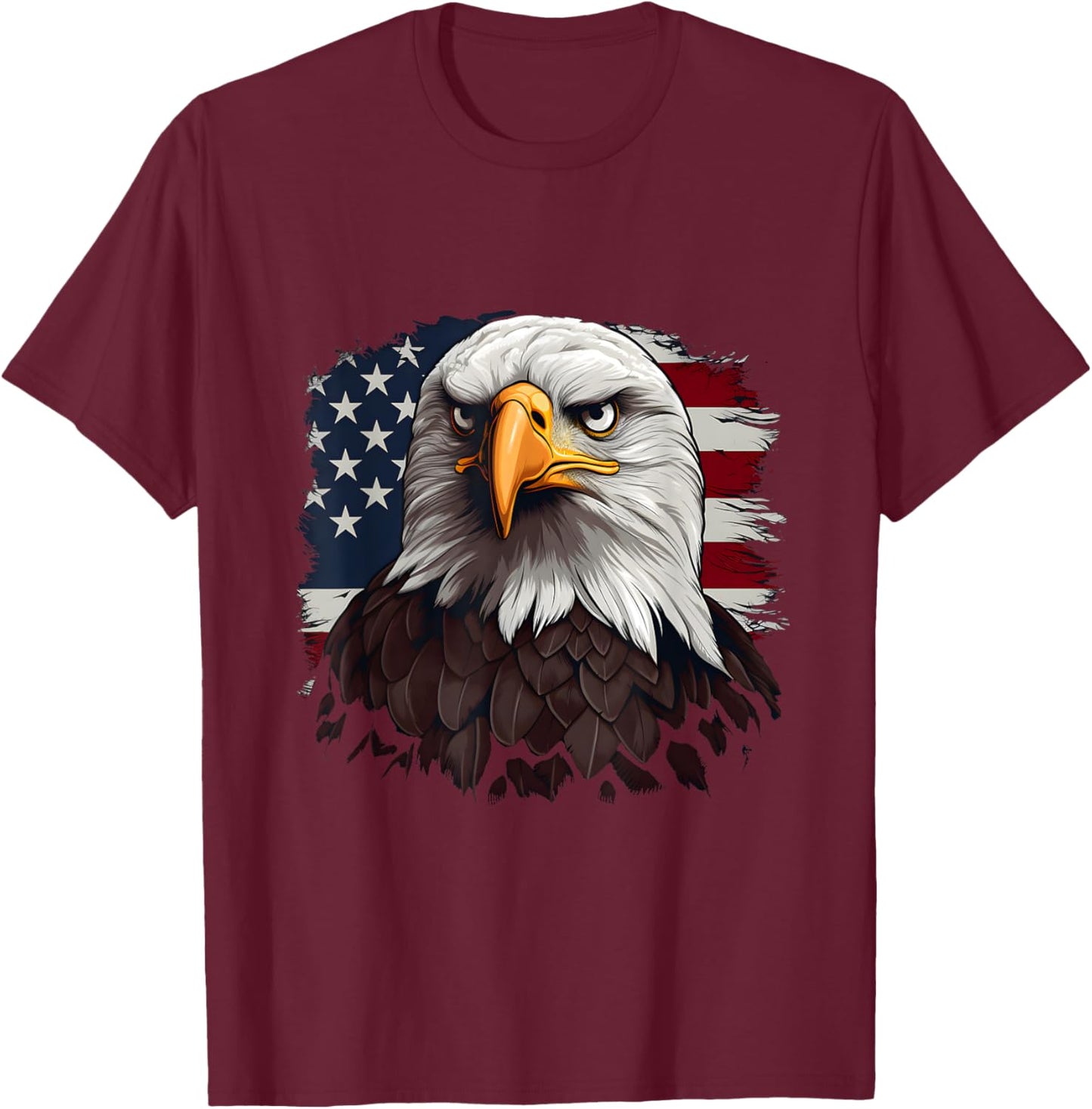 July 4th Symbolic Bald Eagle with American Flags T-Shirt - T-Shirt | Maroon