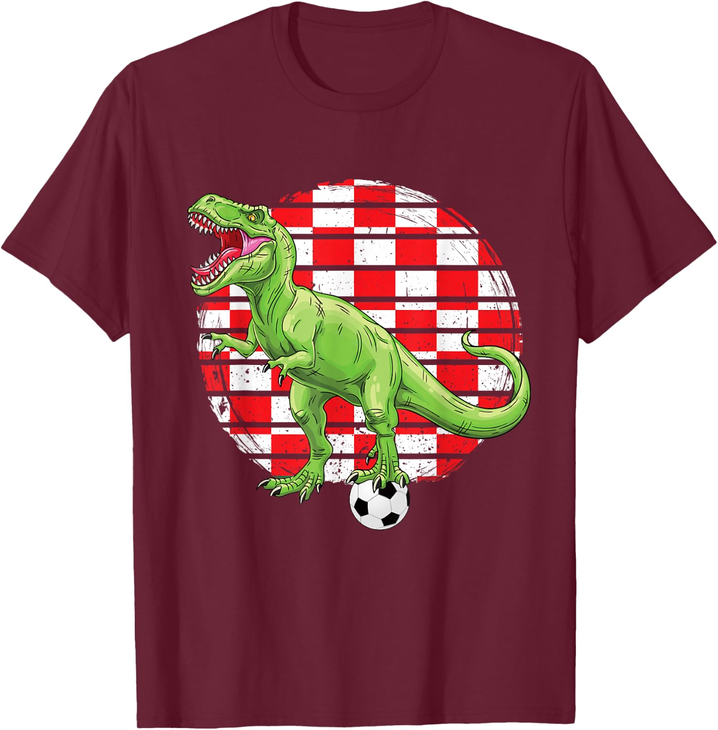 Soccer Dinosaur Trex Croatia Flag Boys Girls Toddler T-Shirt - T-Shirt | Maroon