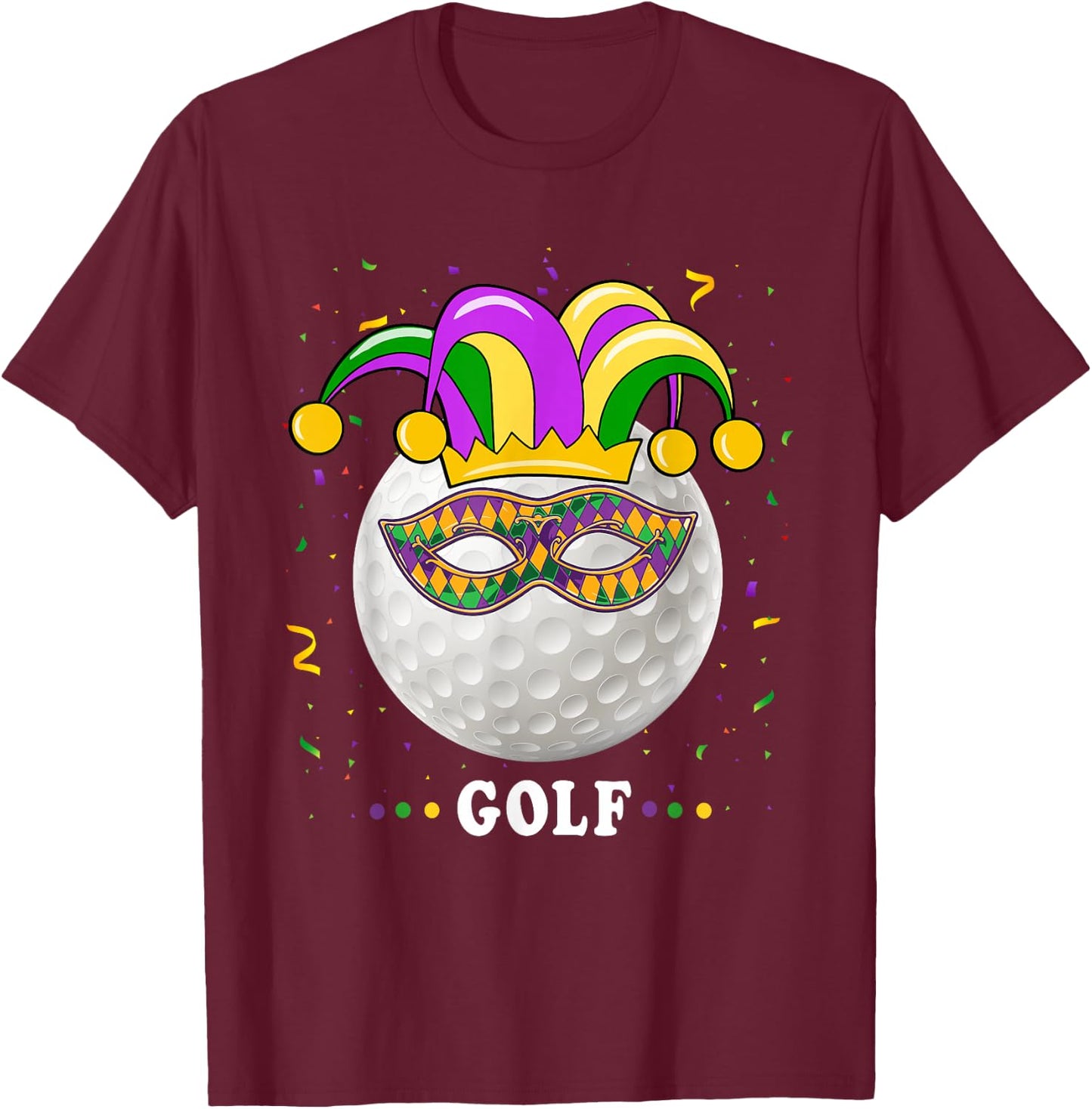 Mardi Gras Golf Costume Mardi Gras Jester Hat Golf Lover T-Shirt - T-Shirt | Maroon