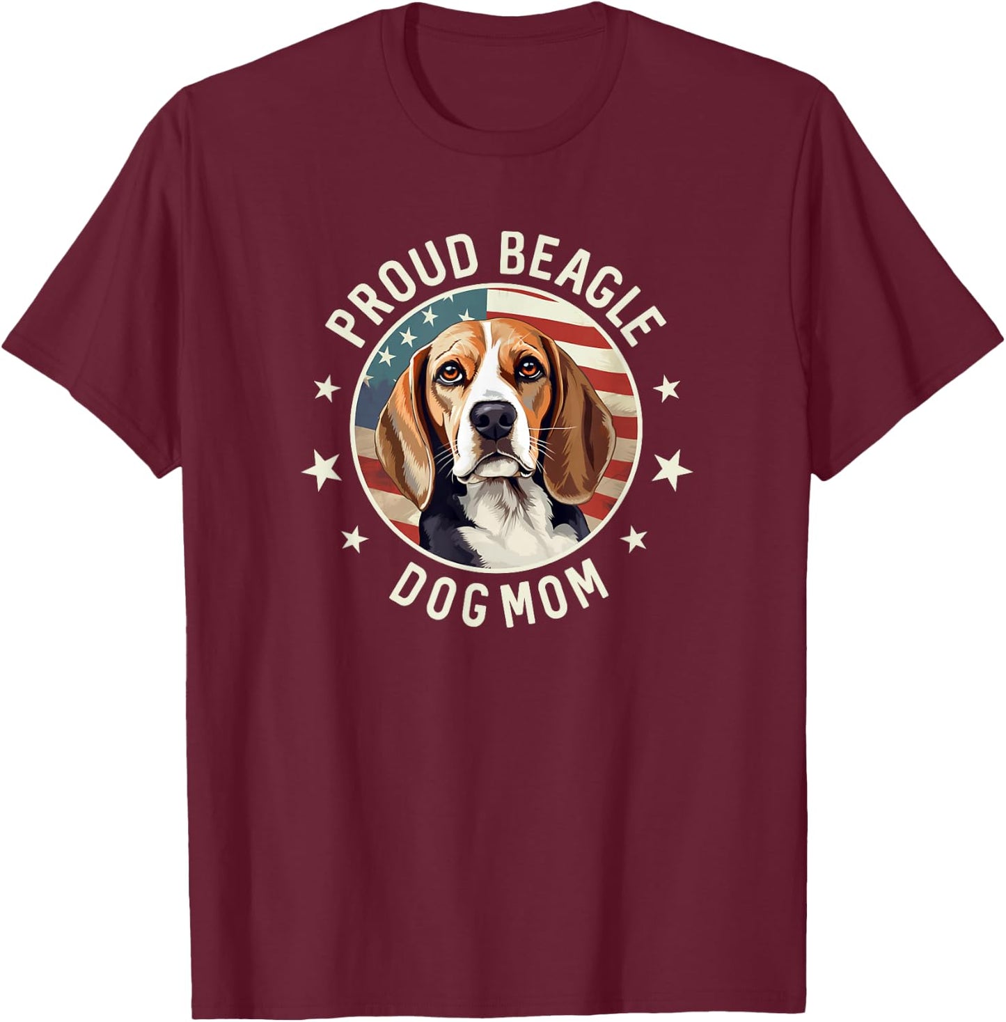 Beagle Gifts , American Flag Proud Beagle Dog Mom T-Shirt - T-Shirt | Maroon