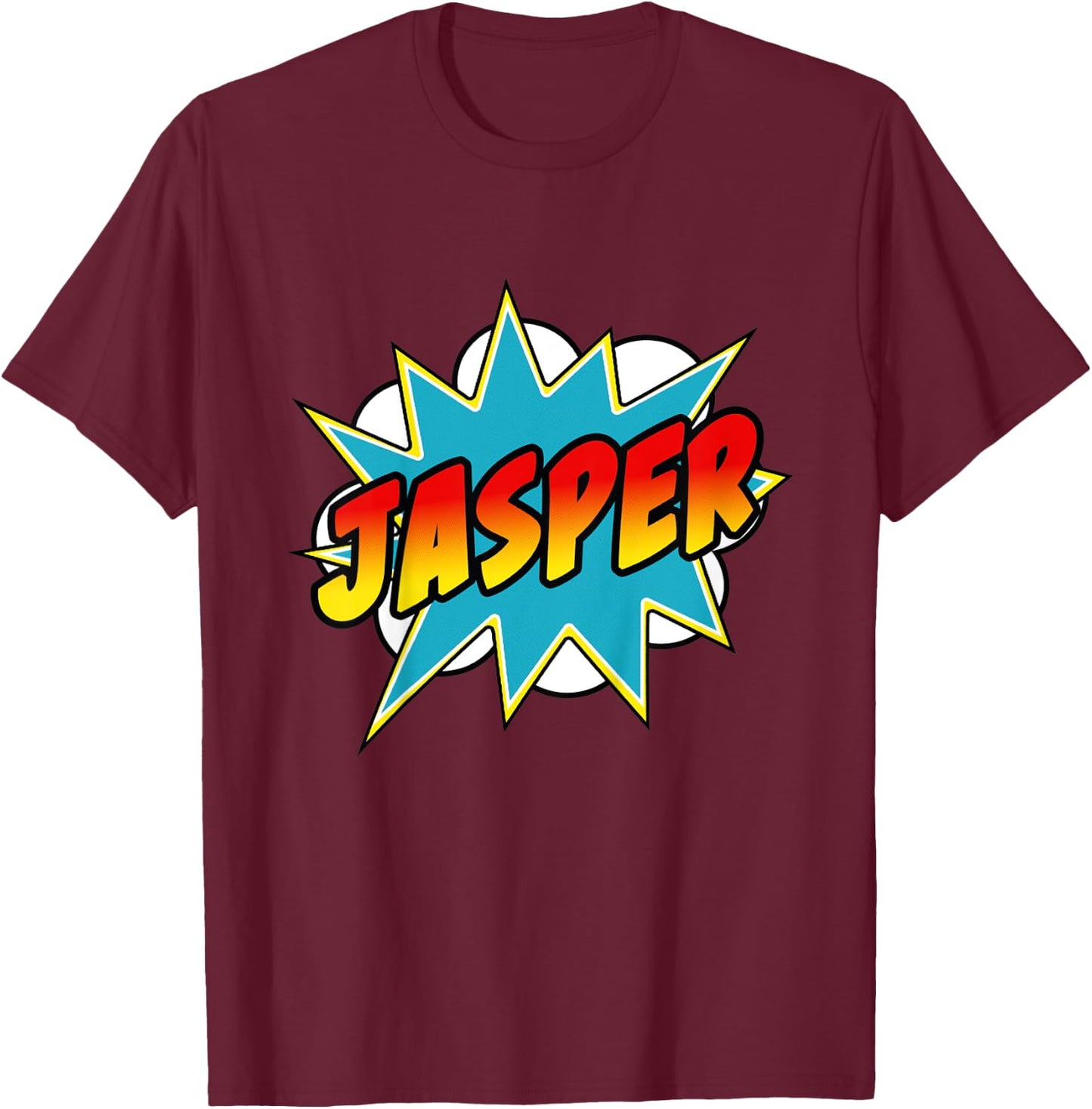 Kids Boys Jasper Name Comic Book Superhero T-Shirt - T-Shirt | Maroon