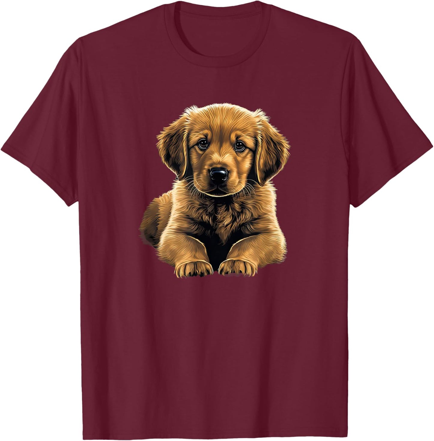 Funny Golden Retriever Puppy puppies T-Shirt - T-Shirt | Maroon