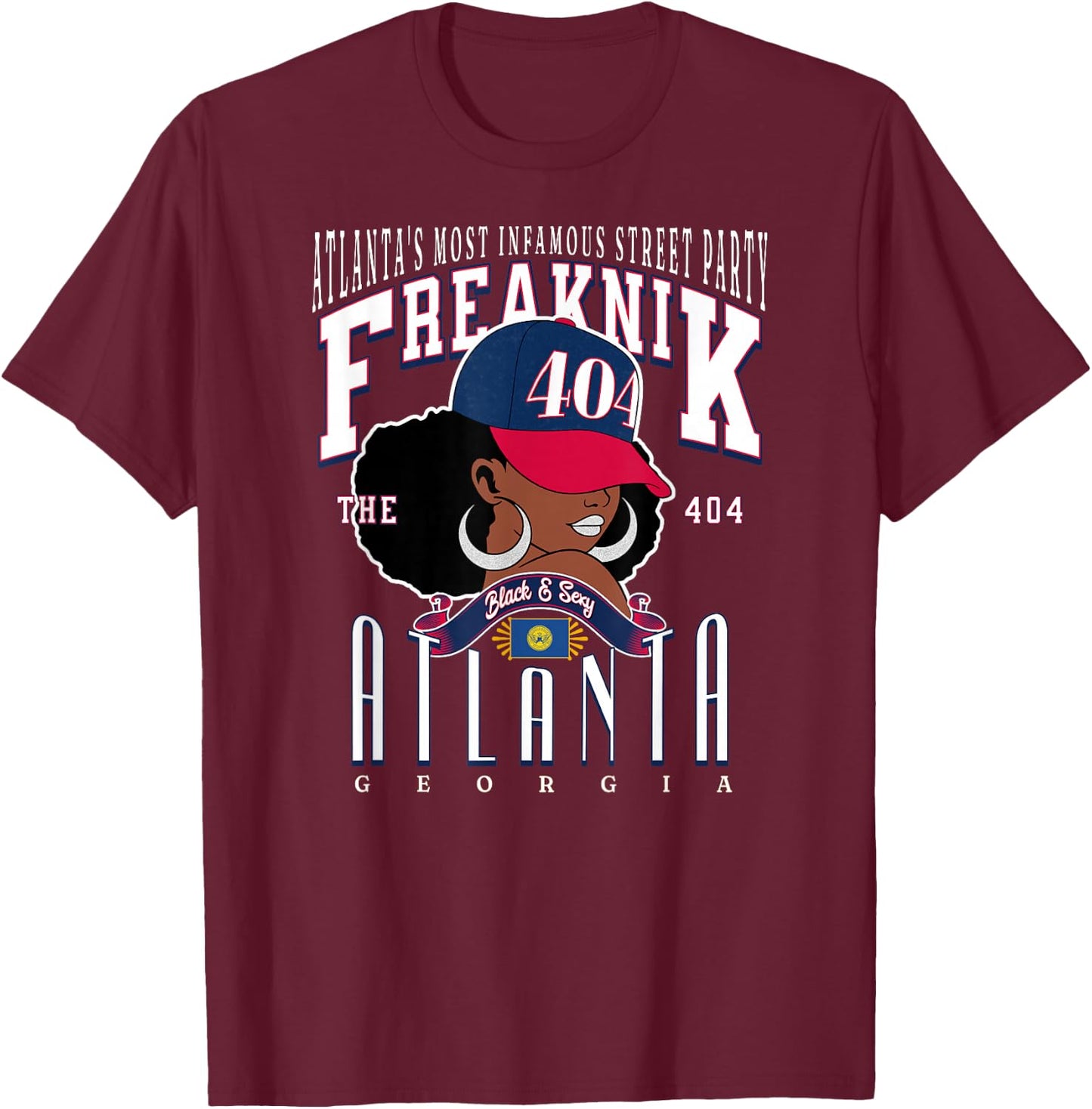 Around the Way Girls: Area Code Queens Freaknik Atlanta Culture Adults Black Small Short Sleeve Classic Regular Fit Lightweight Unique Design T-Shirt - T-Shirt | Maroon