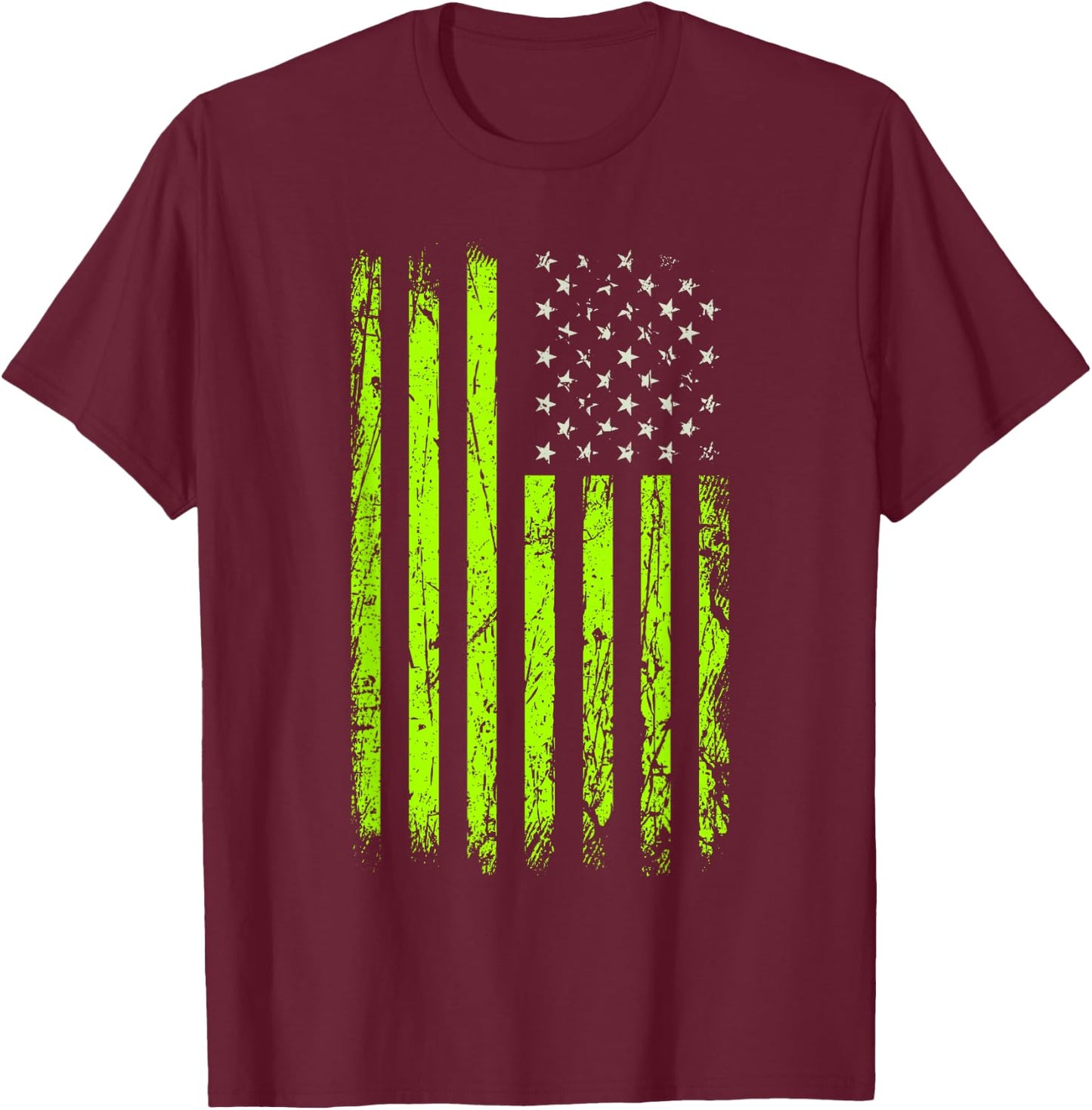 Green Stars & Stripes.American USA Flag Green Color Graphic T-Shirt - T-Shirt | Maroon