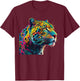 colorful leopard head art face for lover animal Wild T-Shirt - T-Shirt | Maroon