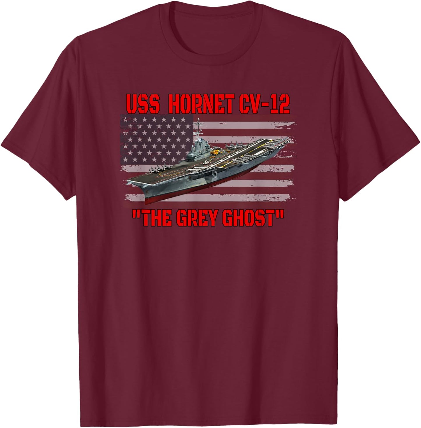 Veterans Day Aircraft Carrier USS Hornet CV-12 Warship Dad T-Shirt - T-Shirt | Maroon