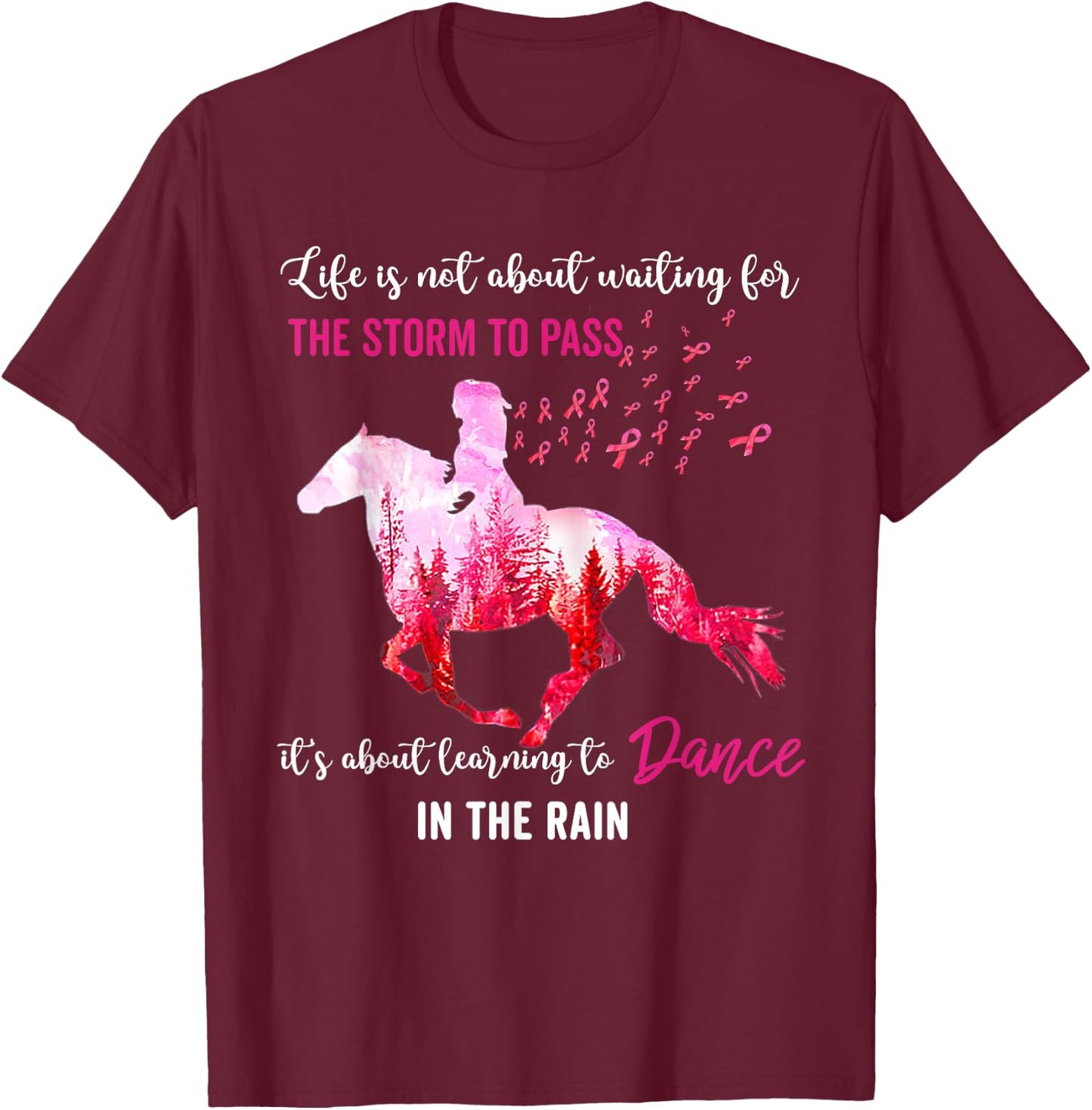 Breast Cancer Awareness I Am The Storm Horse Survivor T-Shirt - T-Shirt | Maroon