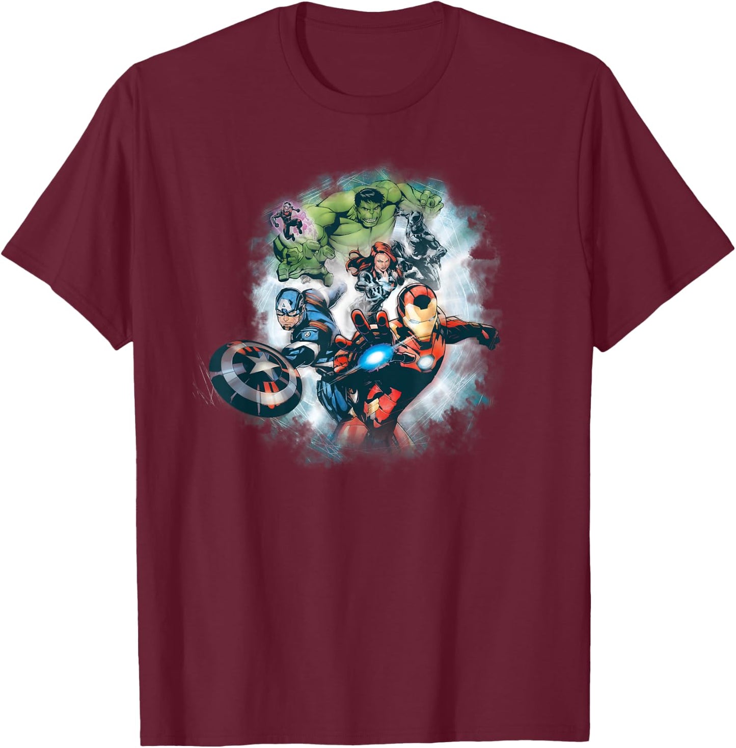 Marvel Avengers Assemble Team Full Color T-Shirt - T-Shirt | Maroon