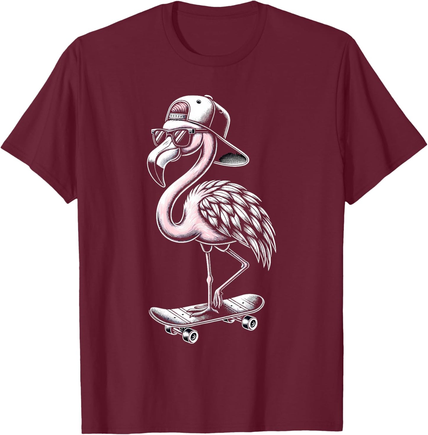 Skateboarding Flamingo Skater Skateboarder Women T-Shirt - T-Shirt | Maroon
