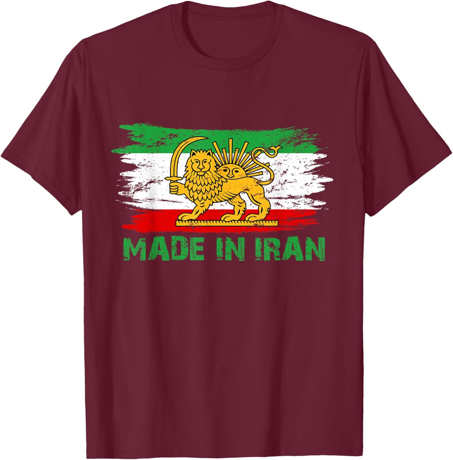 Iran and Iranian Flag Lion Persian T-Shirt - T-Shirt | Maroon