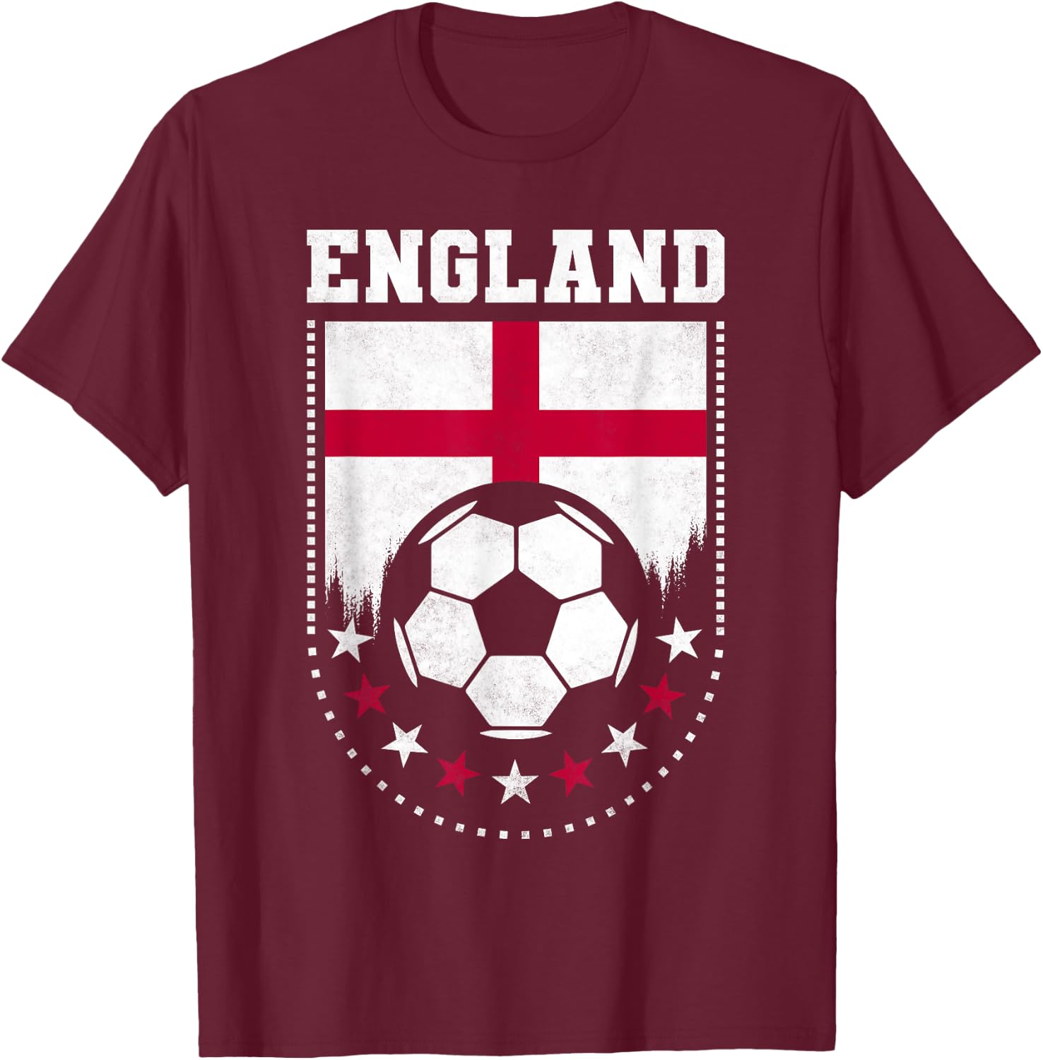 England Flag Soccer Fan T-Shirt - T-Shirt | Maroon