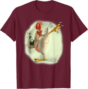 Chicken Beer Karate Kick Cool Chicken Funny Chicken Farmer T-Shirt - T-Shirt | Maroon