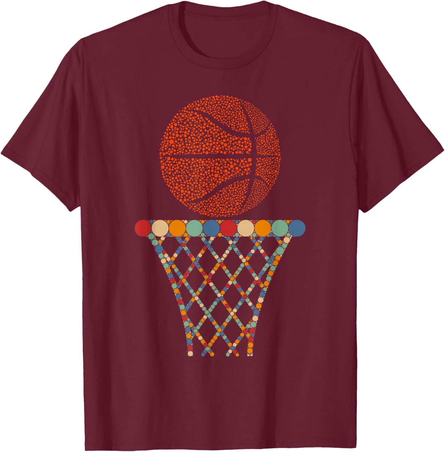 Funny Basketball Ball & Polka Dots Happy Dot Day Boys Kids T-Shirt - T-Shirt | Maroon