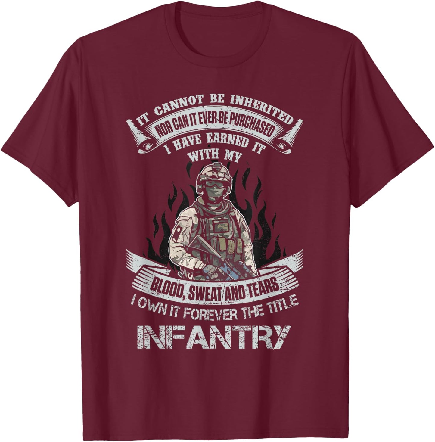 US Army Infantry Veteran Vet Gift -Adults Black Cotton T-Shirt - T-Shirt | Maroon