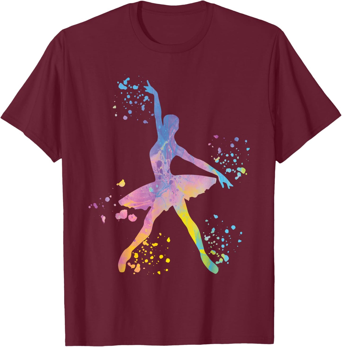 Ballet Dancer Colorsplash Woman Ballerina T-Shirt - T-Shirt | Maroon