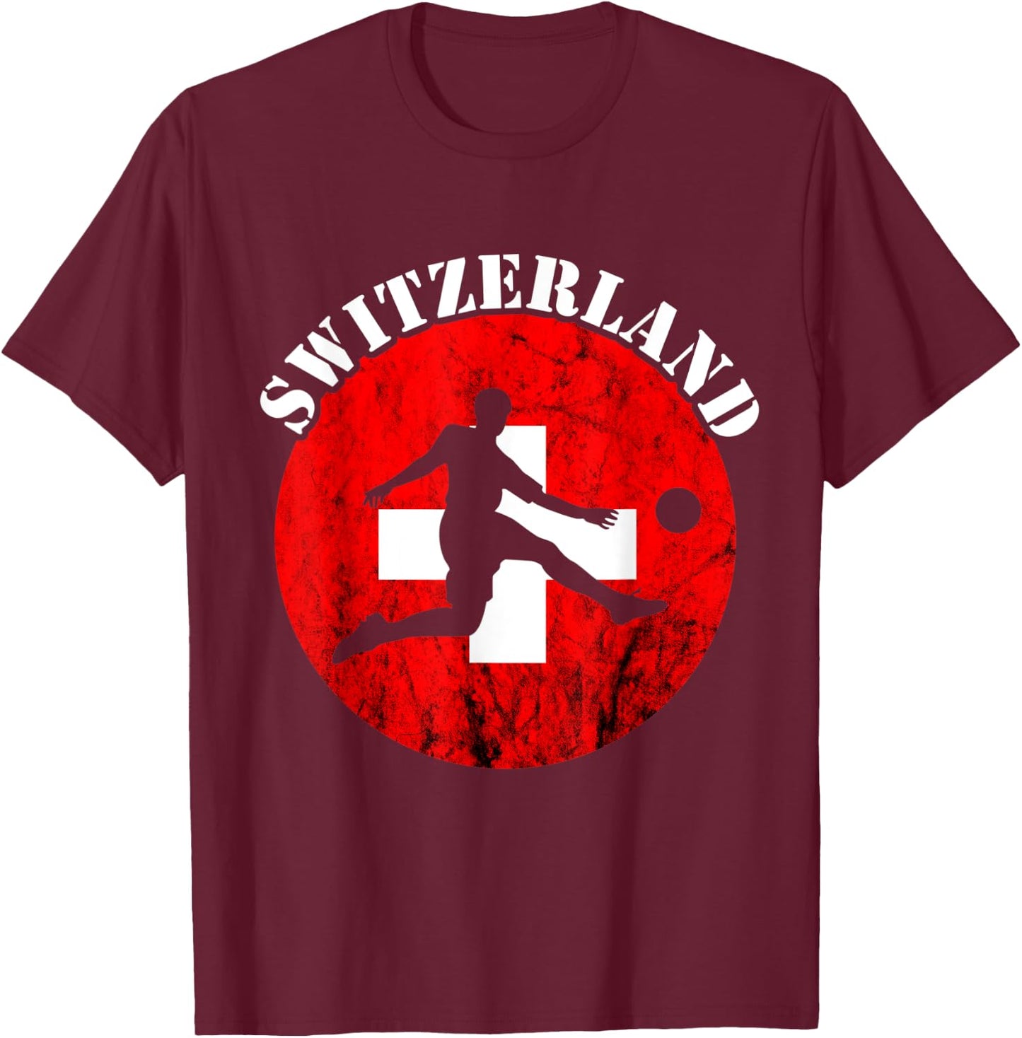 Switzerland Flag Swiss Football Team Swiss Flag Swiss Pride T-Shirt - T-Shirt | Maroon